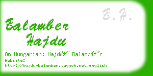 balamber hajdu business card